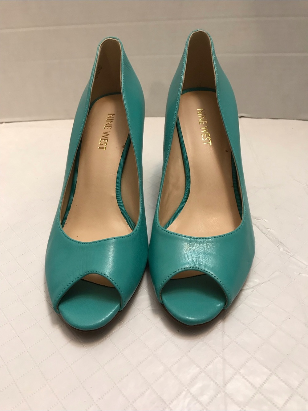 Nine West Teal Open-Toe Pumps